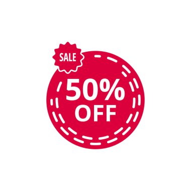 Beyaz Arkaplanda% 50 indirimli Özel İndirim Teklif Vektörü İzole Edildi