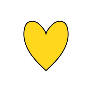 Sarı kalp ikonu aşk sembolü izole 