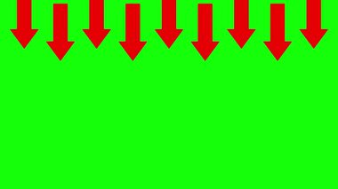Yeşil ekran arkaplanındaki kırmızı oklar yan yönde hareket ediyor 