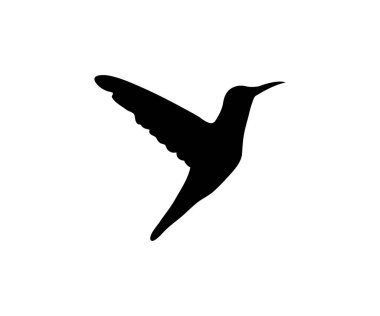 Uçan Sinek Kuşu Siluet Vektörü Beyaz Üzerinde İzole Edildi