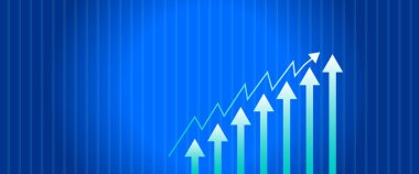 Arrow Satır Çizelgesi Mavi Izgara Arkaplan Temsilcisi Yukarı Oklarla Finansal Büyüme