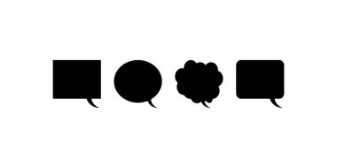  Beyaz Arkaplanda Çeşitli Şekillerde Siyah Konuşma Kabarcıkları Simgeleri