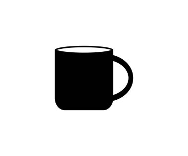  Siyah Kahve Kupa Simgesi Beyaz Arkaplanda Minimal Vektör Biçimi