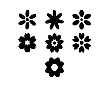 En Küçük Vektör Biçiminde Siyah Siluet Çiçek Simgeleri