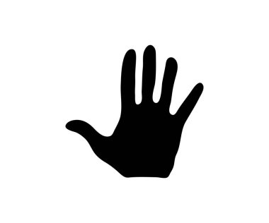 Açık El 'in Siyah Silüeti Parmaklarını Beyaz Arkaplanda Ayır