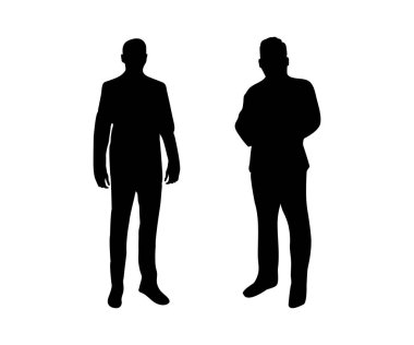  Beyaz Arkaplanda Resmi Giyinik İki Adam Silueti