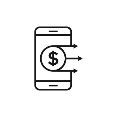 Dolar İşaretli Mobil Ödeme Simgesi ve Asgari Satır Biçimli Dışa Oklar