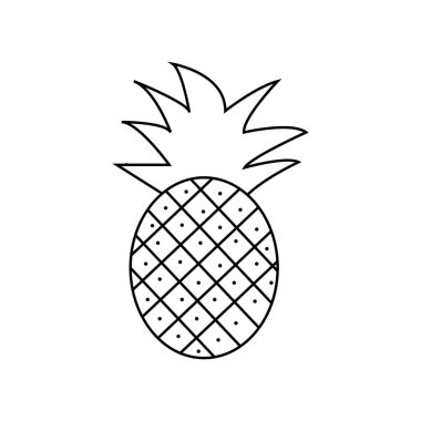 Beyaz Arkaplanda Minimum Vektör Biçiminde Ananas Çizimi