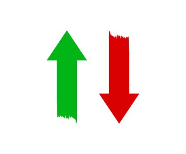 Green Up Arrow ve Red Down Arrow Simgeleri Büyümeyi Arttırmayı Temsil Ediyor