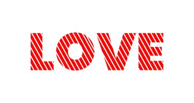 Beyaz Arkaplanda Kalın Kırmızı Harflerle Çizgili Aşk Tipografisi