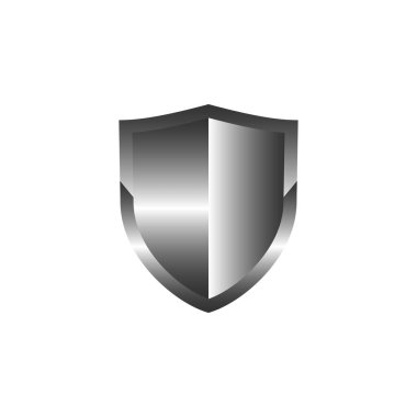  Gümüş Metalik Kalkan Vektör Simgesi Beyaz Üzerine İzole Edildi