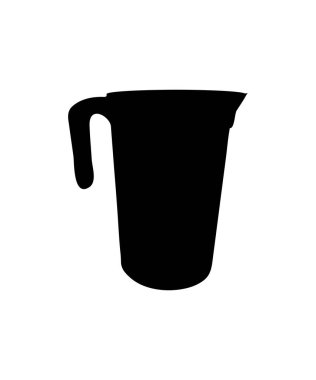 Siyah Sürahi Silueti Beyaz Arkaplanda İzole Edilmiş Saplı