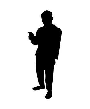  Beyaz Arkaplanda Akıllı Telefon Kullanan Kişinin Silueti 