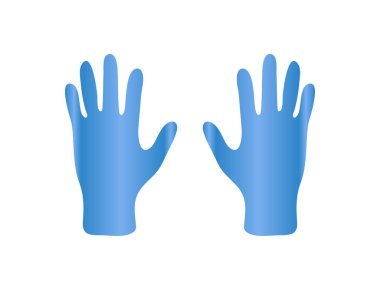 Mavi Tıbbi Eldivenler Güvenlik ve Hijyen Teması İçin Beyaz Arkaplanda İzole Edildi