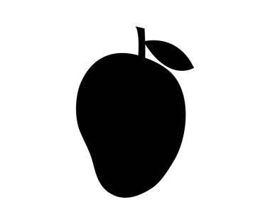 Beyaz Arkaplanda Yapraklı Mango Meyve Silueti