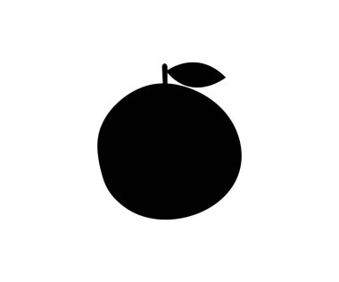 Beyaz Arkaplanda Yaprak Olan Portakal Meyvesinin Siyah Silüeti 