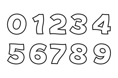 Eğitim ve Tasarım Kullanımı için Beyaz Arkaplanda 0-9 Vektör Seti