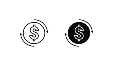 Çembersel Oklarla Dolar Sembolü gösteren Para Takas Simgeleri