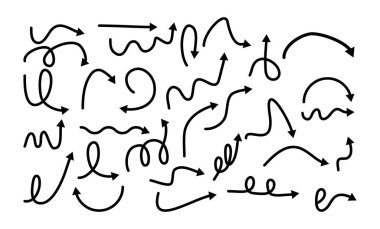 Seyrüsefer ve Tasarım Elementleri için El Çizimi Ok Eğrisi ve Doodle Ayarları