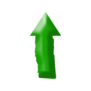 3B Yeşil Grunge Oku Yukarı Gösteriyor