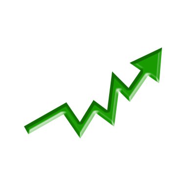 Yeşil Zigzag Oku Beyazlar Üzerinde İzole Edilmiş Finansal Büyümeyi ve Piyasa Eğilimini Gösteriyor