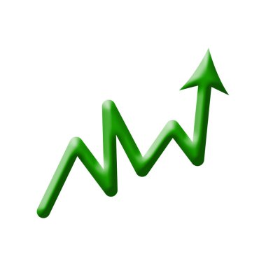 Yeşil Zigzag Oku Finansal Büyümeyi Gösteriyor ve Borsa Eğilimi Sembolü Beyazda İzole Edildi