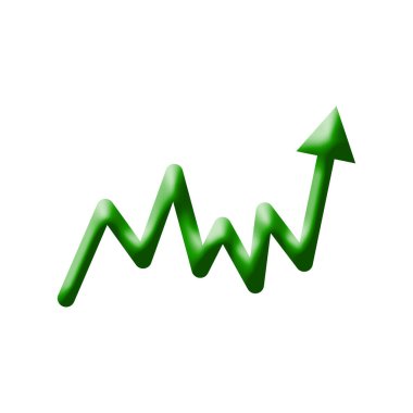 Yeşil Zigzag Oku Borsa Büyümesini Gösteriyor Beyaz Sembol İzole Edildi