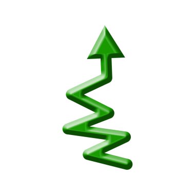 Soyut Büyüme Sembolünü Gösteren Yeşil Zigzag Oku Beyaz Arkaplanda İzole Edildi