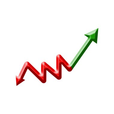 Finansal Piyasada Büyüme ve Kayıpları Gösteren Çift Ok ve Red Down ve Green Up