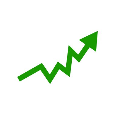 Yeşil ok beyaz arka planda büyümeyi ve iş piyasasındaki başarıyı simgeliyor
