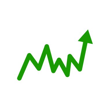 Yeşil ok beyaz arka planda iş kavramında büyüme ve başarı gösterdiğine işaret ediyor