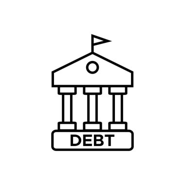 Borç simgesi finansal yapı sembolü çizimi beyaz arkaplan üzerine