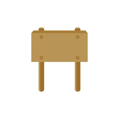 Yönlendirme ve beyaz arka planda duyurular için basit tahta tabela illüstrasyonuName