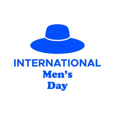 Uluslararası Erkekler Günü 'nü beyaz arka planda gösterişli bir mavi şapkayla kutluyoruz.