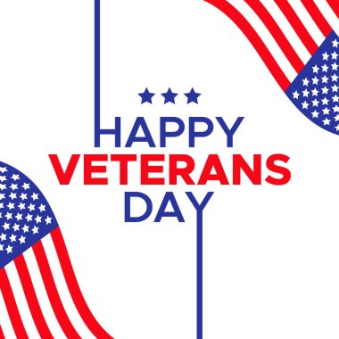 Mutlu gaziler günü vatansever Amerikan bayrağı beyaz arka planda kahramanlarımızı onurlandırıyor.