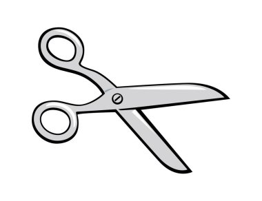 Keskin ve Parlak Çelik Aç Büyük Makas Simgesi