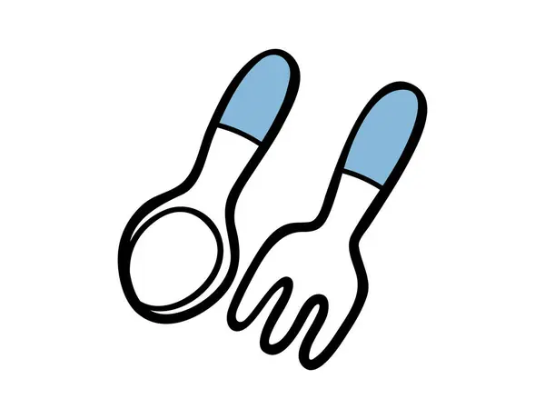 kaşık ve çatal renkli simge çizimi