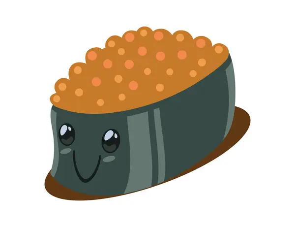 Suşi Yuvarlanan Çizgi Film Karakteri Çiziminde Mutlu Yüz