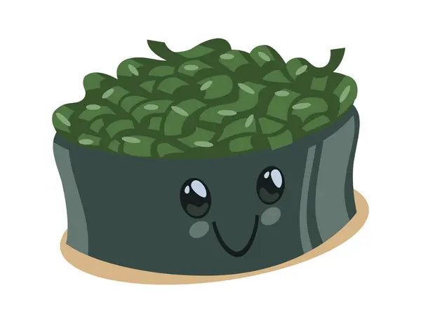 Çizgi film yüz vektörü illüstrasyonlu havyar suşisi