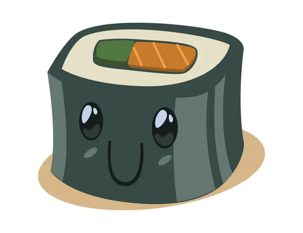 Suşi roll kawaii, çizgi film karakteri Suşi vektör çizimi