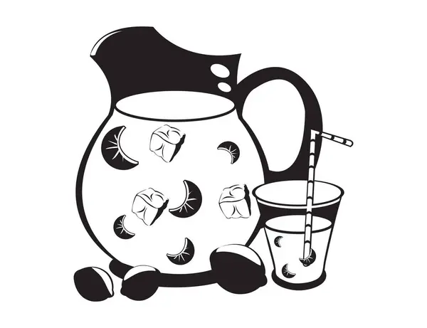 Bir sürahi limonata Glass ikon vektör illüstrasyonuyla içilebilir.