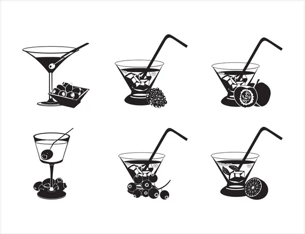 Yabanmersinli kokteyl bardakları ve limonlu meyve suyu ikonu.