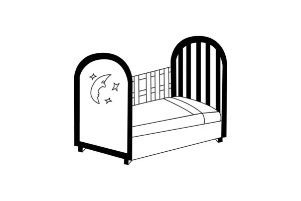 Sevimli bebek yatağı boyama sayfası - çocuklar için şirin vektör çizimi