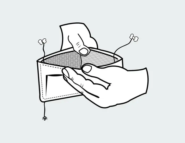 El ele tutuşan cüzdan, fatura ve finans kavramları için vektör çizimi