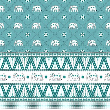 Tayland Fil deseni, her zaman yeşil tema renkleri, Tayland Yerlisi Kumaş deseni - İndirip yazdırmak için dijital resimler. Yazdırılabilir duvar kağıdı, arkaplan, kart, kitap kapağı ve birçok proje.