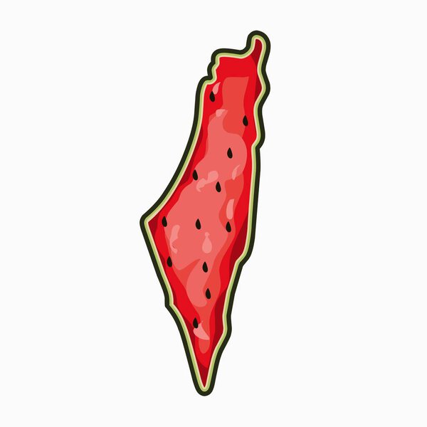 Palestine map with watermelon pattern