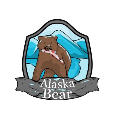 Alaska Ayısı Görüntü Vektörü Giysi Tasarımı için Mükemmel. Vintage Grizzly Logosu