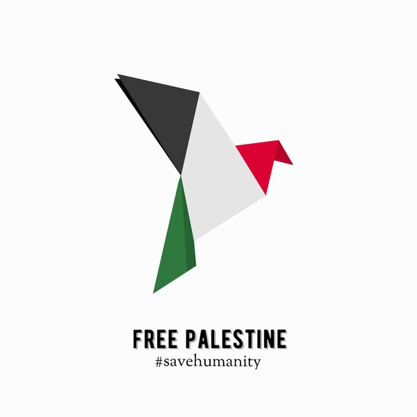 illustration vector of origami dove,symbol of peace,free palestine and stop war