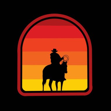 vector of cowboy ride horse clipart