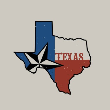 Teksas State, ABD grunge ile, kirli stil baskı, giyim için mükemmel, vs.